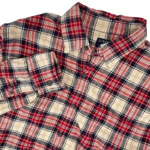J.Crew Mens Large Flannel Shirt Plaid Button Up Long Sleeve Lumberjack Grunge